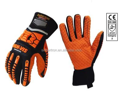 Chine Oilproof and Waterproof Seibertron HIGH-VIS SDXO2 GEL Filled Anti Vibration Oil and Water Resistant Palm Impact Anti-Vibe Protection Working Gloves à vendre