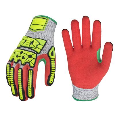 中国 Impact Protection Seibertron Hppe Cut 5 Impact Protection Sandy Finished Nitrile Palm Gloves 販売のため