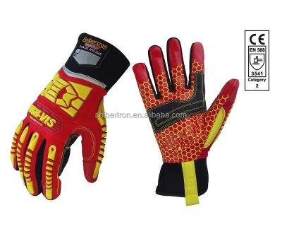 中国 Universal High Visibility HRC5 Cut Resistant Level 5 Palm Reinforcement Rigging Silicone Printed Anti-Slip Hand Gloves For Construction Work 販売のため