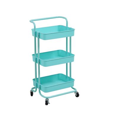 China Storage Kitchen Living Room Hand Trolley Cart Storage 3 Tier Metal Home Use Supplies 3-Tier Rolling On Wheels for sale