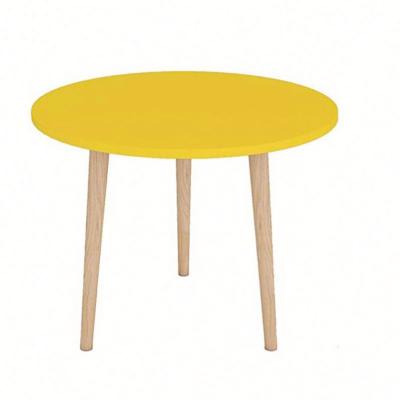 China (Others) Adjustable Hot Round / Table , Wooden Leg Yellow Dining Room Furniture Dining Table for sale