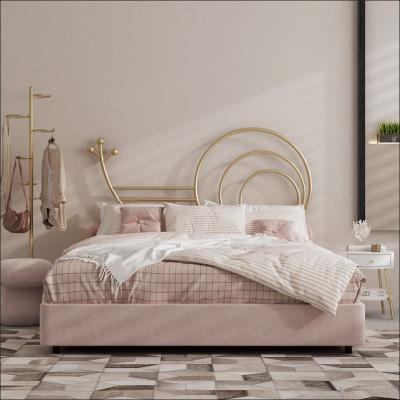 China Adjustable Modern Minimalist Nordic Creative Princess Fabric Designer Fabric Double Metal Bed (The Other) for sale