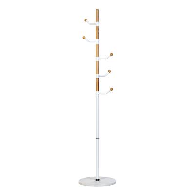 China Nordic Solid Marble Base Metal Wood Modern Design Removable Switch Coat Rack for sale