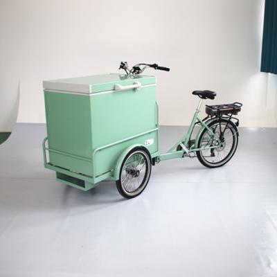 China Steel Outdoor Push Bike Solar Power Ice Cream Cart Freezer Drinkable Electric Tricycle For Sale for sale