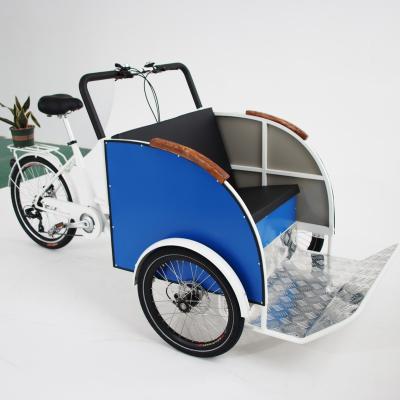 China Steel labor pedal pedicab rickshaw cargo bike tricycle for passenger or old people for sale