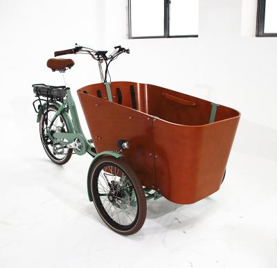 China Aluminum alloy bakfiets family e cargo bike electric cargo tricycles for kids for sale