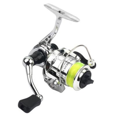 China Fishing Mini 100 Spinning Reel Metal Spool Palm Size With Fishing Line For Lure Ice Fish Shallow Fishing Rod 1# 120m 2# 60m for sale