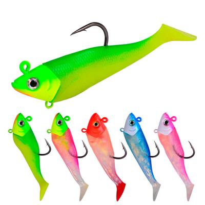 China Bass Fishing Tackle OEM Jig Silicone Head Wobblers Swimbait Bait Bass Artificial Soft Lure New (1Head+2 Tail) for sale