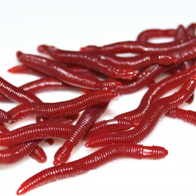 China New OEM 3.5cm 0.2g Isca Realistic Worm Smell Simulation Groundworm Bait Artificial Red Soft Lure Fishing Bait PESCA WH-SL058 for sale