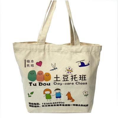 China New Canvas Folding Tote Shopping Bags Luxury Canvas High End Listing Design With Custom Printed Logo for sale