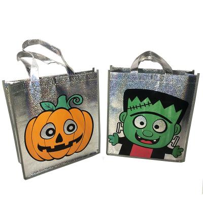 China Halloween Decoration Color Pumpkin Tote Bag Backpack Gift Hand Handled Nonwoven Shopping Bag for sale