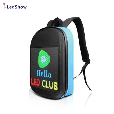 China Waterproof Smart Advertising LED Backpack Bags Dynamic LED Display Screen Schoolbags APP Control Walking For Man Women for sale