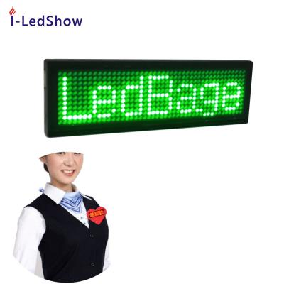 China Indoor iledshow Digital USB LED Name Tag Programmable Rechargeable Scrolling Magnetic Portable Reusable Badge for sale