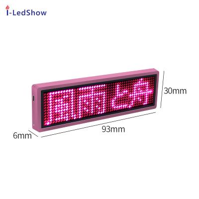 China Indoor Led Programmable Name Tag Scrolling Advertising Led Name Badge for sale