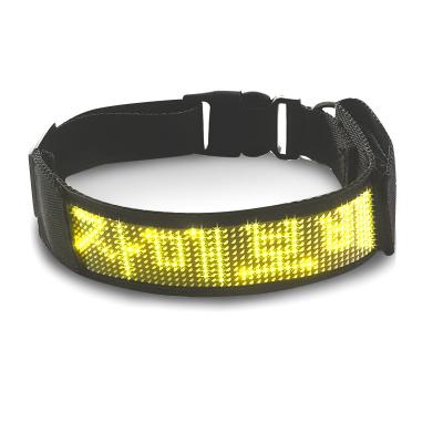 China Custom USB Rechargeable LED Cat Dog Lights Collar Message APP Control Programmable Collar with LED Display for sale