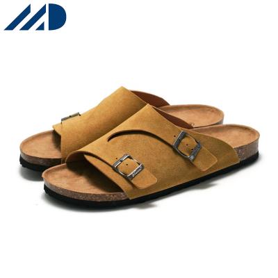 China Hot Fashion Trend New Cork Slippers Men Couple Female Flat Sandals Students Leather Trim Beach Slides Slippers For Women for sale