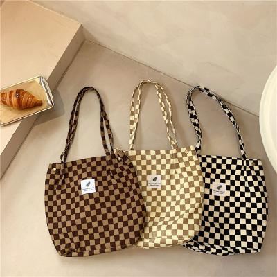 China OEM Wholesale Korean Material Fashion New Product Kawaii Shoulder Corduroy Reusable Tote Bag With Pocket for sale