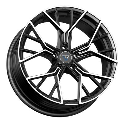 China Latest Design Aluminum Alloy Wheels Machine Face Black Fashion Flow Forming Series Alloy Wheels for sale