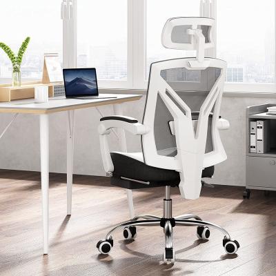 China White Ergonomic Adjustable Seat Back Ergonomic Back Adjustable Headrest Breathable Soft (Waist) Foam Cushion (Waist) Office Recliner With Footrest for sale