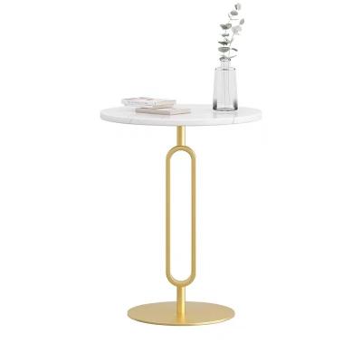 China Modern design light price sale marble top side table modern design living room furniture gold metal black white color luxury leg extendable for sale