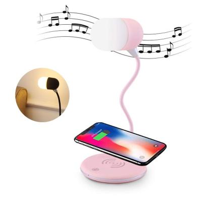 China Wireless Charger for Mobile Phone AMAZONE Mini Music Night Lamp, 3Level Color Temperature Adjustment Touch Lamp, Smart Wireless Charging Lamp Pink for sale