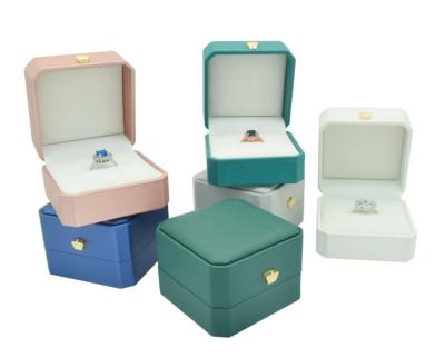 China High Quality Octagonal Hinge Handmade Customization Plastic Jewelry Box with Crown Buckle for Necklace Bracelet Stud Earring Pendant Ring for sale