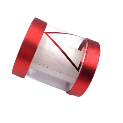 China OEM Cylinder Shape Paper Tube Jewelry Box Paper Box Bottom Recyclable Customization Red Lid With One Tube Body Fabric Laminated Insert for sale