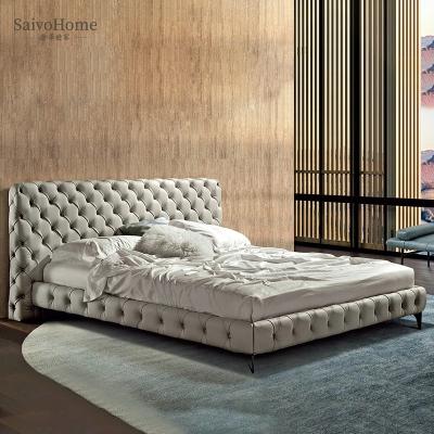 China Modern Euro Modern Bedroom Furniture Set Luxury Leather Bed Queen Size Platform Bed Luxury Upholstered Beds for sale