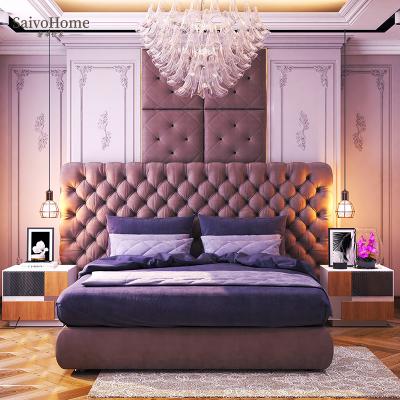 China Italian genuine leather bedroom double bed double bed villa bed modern light luxury home sleep furniture for sale