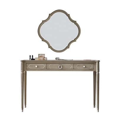 China Modern simple environmental painting bedroom 1m solid wood dressing table with storage cabinet and mirror for sale