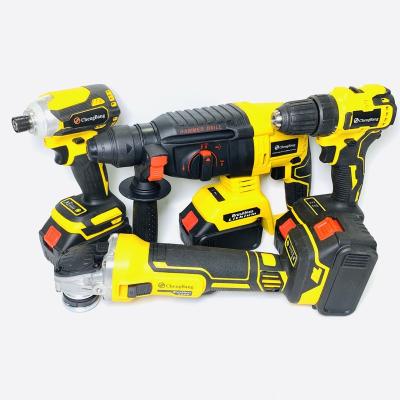 China The Portable 4pcs Combination Set Machine- Electric Hammer Lithium Brushless Screwdriver Grinder Angle Cordless Drill Kit Yellow MT125B for sale