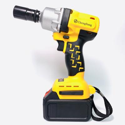 China Cordless Brushless High Impact Torque Wrench Brushless Electric Tire Repair Yellow Electric Tire Repair Rechargeable Heavy Duty Lithium Battery Cordless Wrench for sale