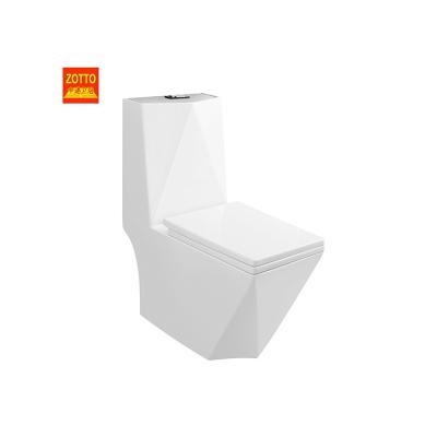 China Direct Selling Bathroom Ceramic Sanitary Modern One Piece Toilet Diamond Shape Toilet Design Double-flow P-trap/S-trap for sale