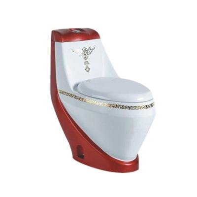 China Chinese Manufacturers Red Color Custom Toilets Double-Flow Around Chinese One-Piece Closestool Floor Mounted P s Trap Sanitary Ware Toilet for sale