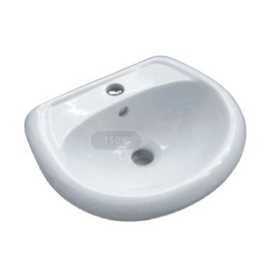 China 2021 Ceramic Wash Basin Easy Clean Design Whole Sale Bathroom Hung White Round Basin Wash Sink for sale