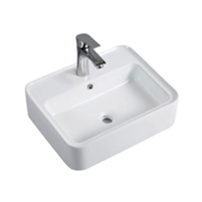 China Countertop Bathroom Face Wash Basin Ware Single Hole White Sink Sanitary High Quality Easy Clean Art Ceramic Wash Basins for sale