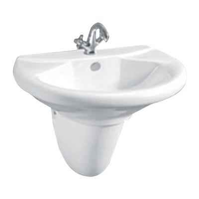 China Easy Clean Easy Clean Basin Sinks Sanitary Semi Recessed Ceramic Bathroom Wall-hung Sink Wash Basin With Half Pedestal for sale