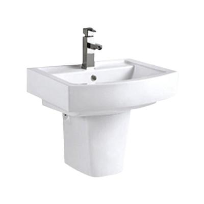 China Easy Clean Rectangular Wall Mounted Pedestal Wash Basin Half Bathroom Sinks Sale Ceramic Sink for sale