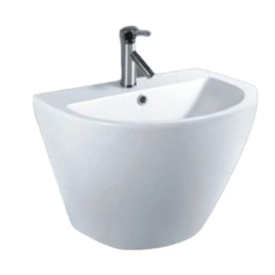 China Eco-friendly Factory Production Custom Wash Basin Semi Wall Hung Bathroom Sinks Ceramic Basin With Half Round Pedestal Sink for sale