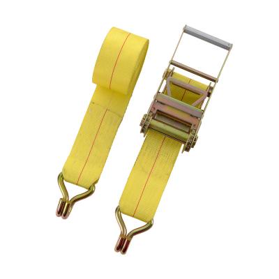 China Not Easy To Sever Heavy Duty Cargo Lashing Belt 4 Inch 100Mm Ratchet 8000Kgs Tie Down Strap With Double J-Hook for sale