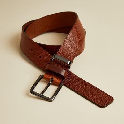 China High quality handmade leather belt grain leather full pebble cowhide belt for men for sale