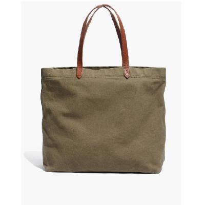 China Canvas+leather new leather handle fashion canvas tote bag handle beach bag for woman for sale