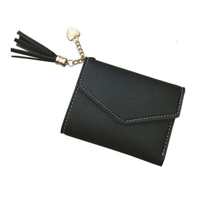 China Ladies Anti-theft Solid Wallet Tassel Fashion Leather Short Women Purse For Credit Card for sale