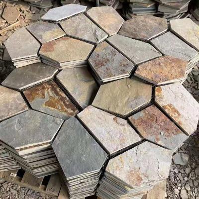 China Park and Garden Modern Wholesale Black Slate Stone Floor Paving for sale