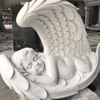 China Greek Marble Guardian Angel Western Outdoor Garden Sculpture Beautiful for sale