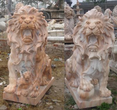 China Modern lion marble animal carving for zoo with factory price for sale