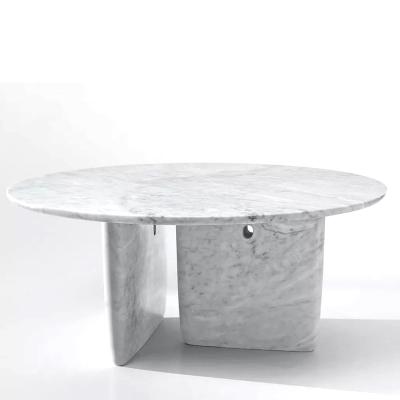 China Table Top Custom Cut White Round Slab Polished Marble Table Top for sale