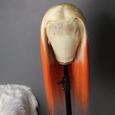 China No shedding& HD 613 Ombre Ginger Lace Front Human Hair Tangle Human Hair Wigs Transparent Blonde Orange Straight 13x6 Lace Frontal 360 Glueless Full Pre Plucked for sale