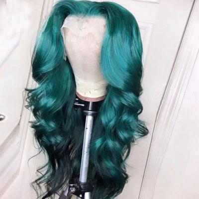 China No shedding& Tangle Hair Wig 30 Inch Full Lace Human Hair Wigs For Women Body Wave Lace Front Human Hair Wigs For Women Dark Green Colored Transparent Lace Front Wig for sale