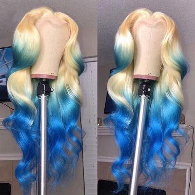 China No shedding& Blue Ombre Lace Hair Wig 613 Tangle Brazilian Hair Full Lace Wigs Wholesale Pre Plucked Lace Wigs For Color Women Virgin Hair Wholesale Vendors for sale